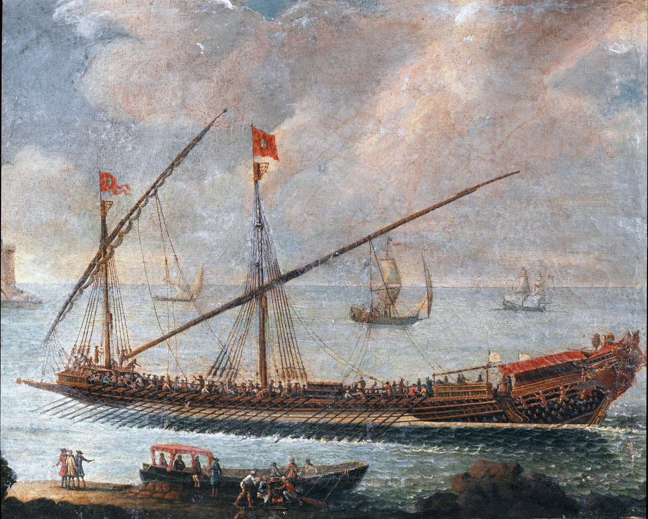 Galera saliendo del puerto de Génova (pintura) de Unknown artist
