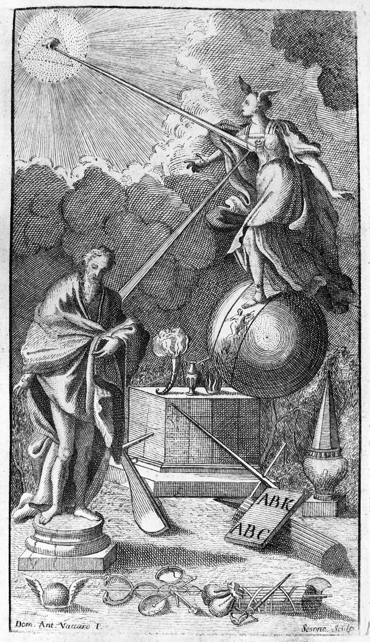 Giambattista Vico. También llamado Giovanni, Gian Battista, Jean Baptiste o Jean-Baptiste. Antiporta (Falso título) de “La Scienza Nuova”, Nápoles 1744. de Unknown artist