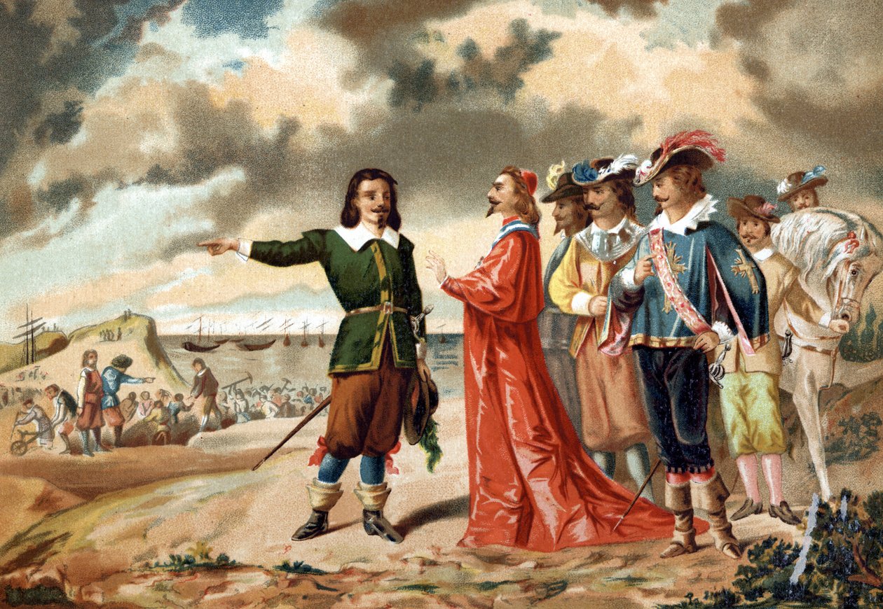 Girard Desargues, matemático francés (1591-1661) en el sitio de La Rochelle con Richelieu en 1627 de Unknown artist