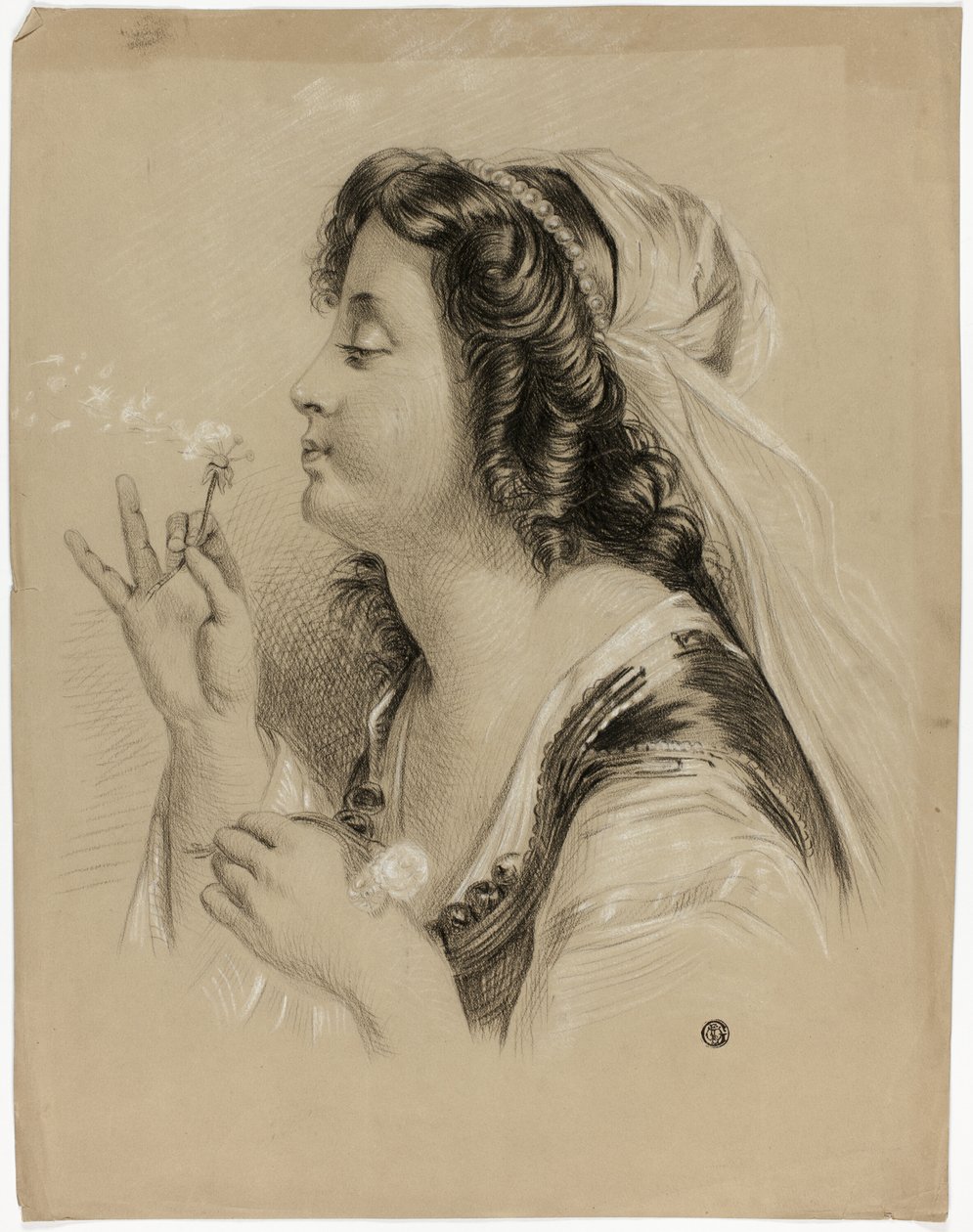 Niña soplando un diente de león (anverso); cabeza de niña de perfil (reverso) de Unknown artist