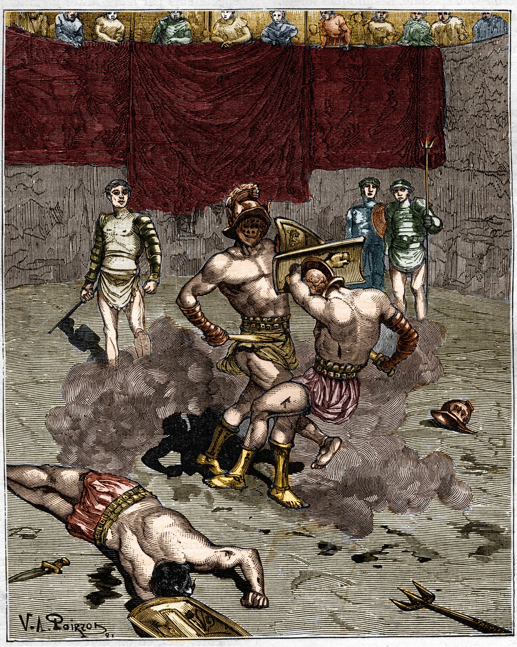 Lucha de Gladiadores. Grabado del siglo XIX. de Unknown artist