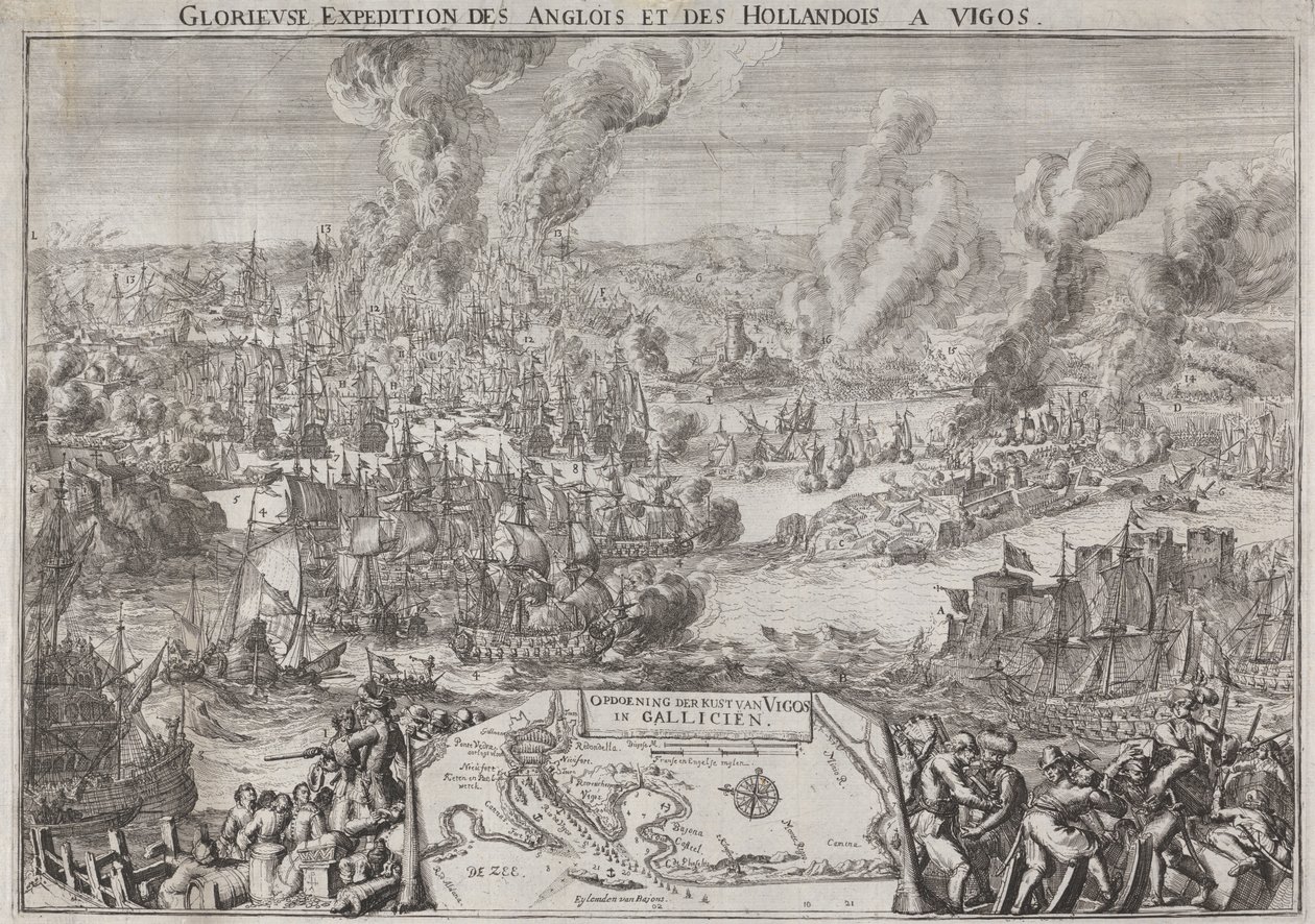 Gloriosa expedición de ingleses y holandeses a Vigos (Victoria del almirante Rooke frente a Vigo, 12 de octubre de 1702) de Unknown artist