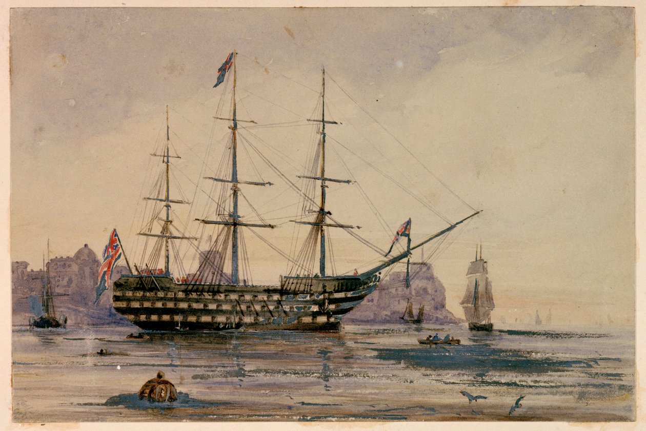 HMS Victory Puerto de Portsmouth, 24 de octubre de 1858 de Unknown artist