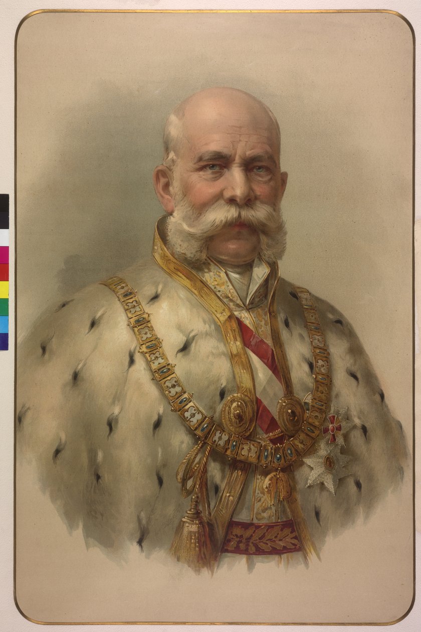 Emperador Francisco José I de medio cuerpo con túnica de vellón de Unknown artist