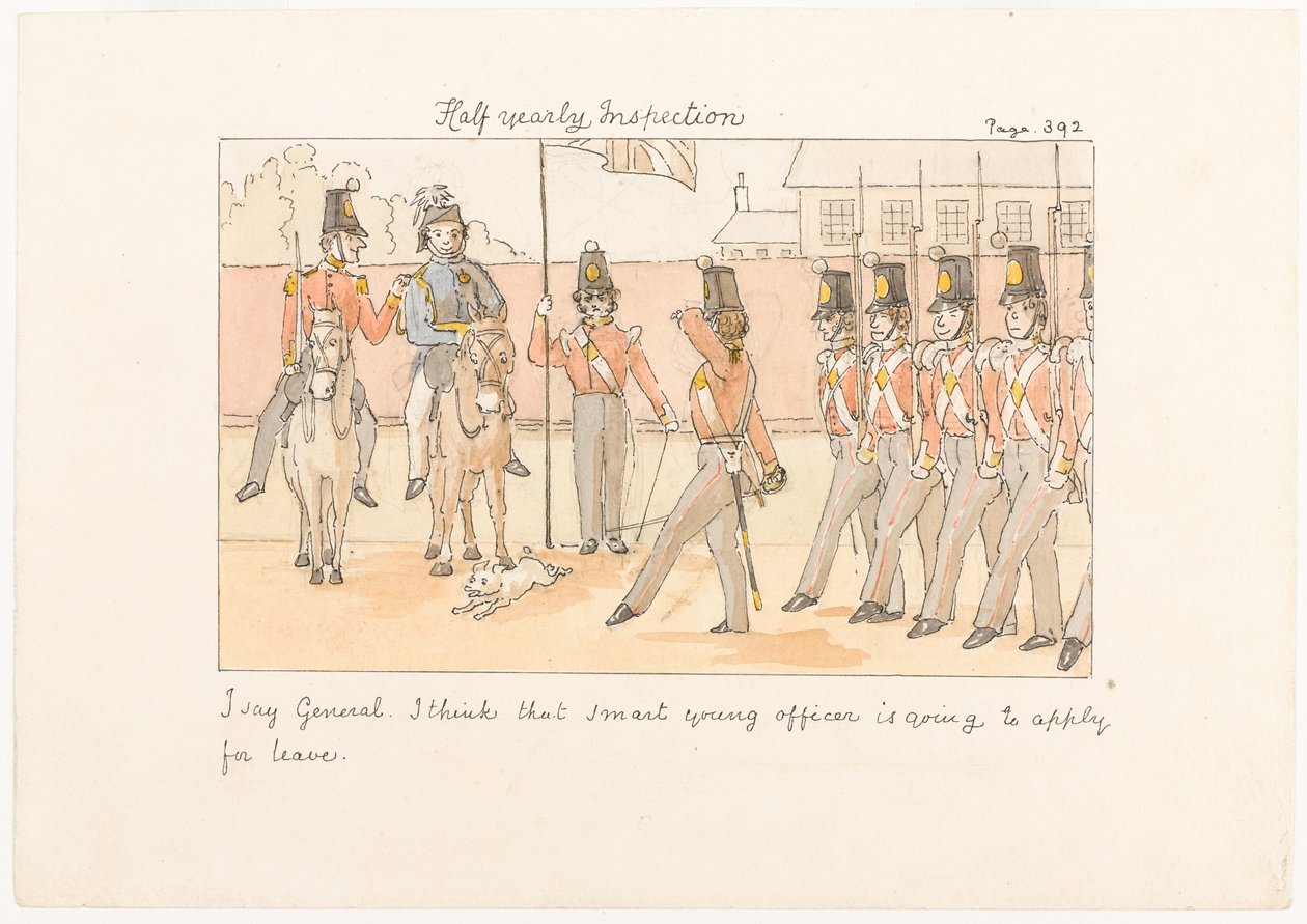 Inspección semestral, de Escenas de la vida en un regimiento de infantería de Unknown artist