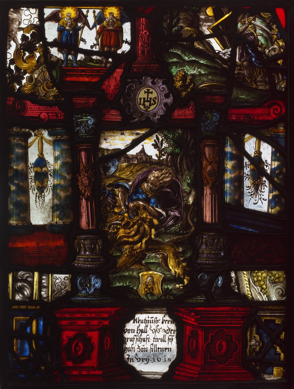 Panel heráldico de Sansón y el León de Unknown artist