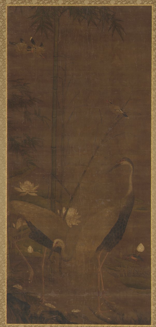 Garzas, loto y bambú de Unknown artist