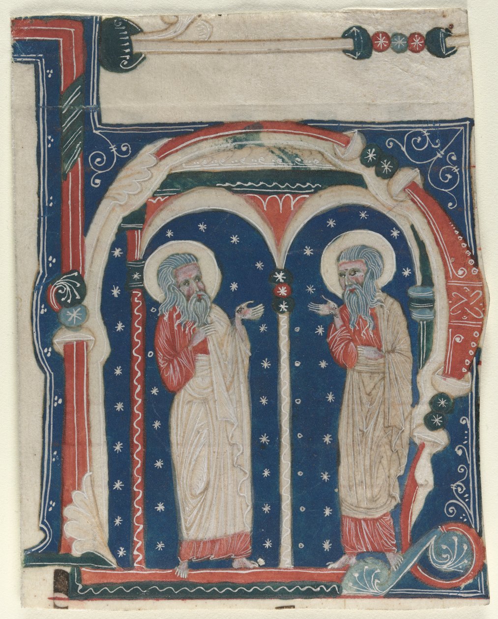 Inicial historiada (H) extraída de un antifonario: SS. Pablo el Ermitaño y Antonio de Unknown artist