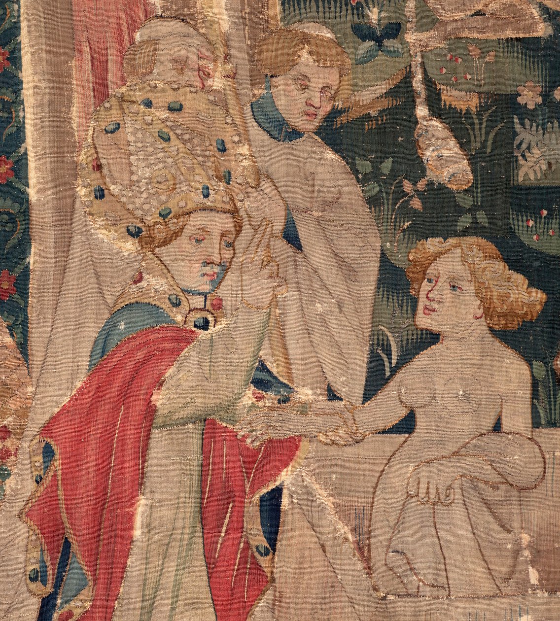 Historia de San Piat y San Eleutherio, Escena 12: La resurrección de la hija del tribuno. Detalle de Unknown artist
