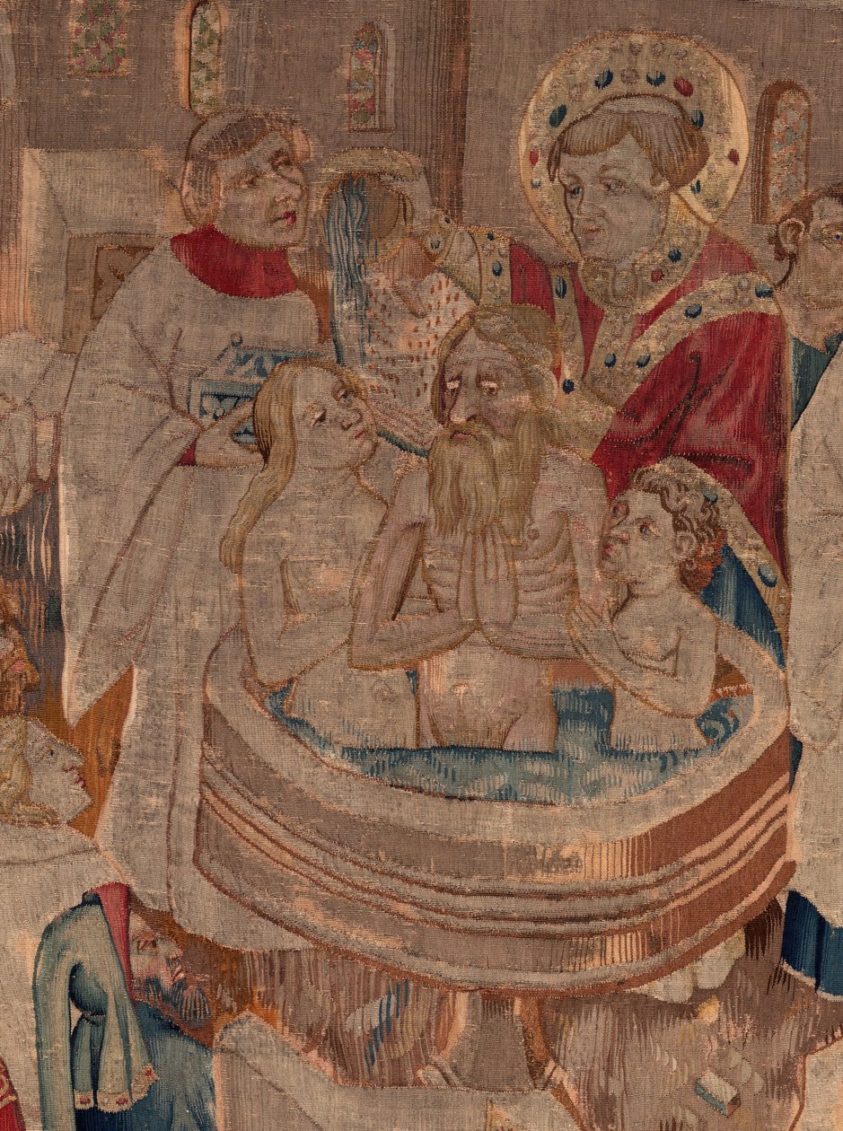 Historia de San Piat y San Eleutherio, Escena 6 Detalle medio. Escena de bautismo de Unknown artist