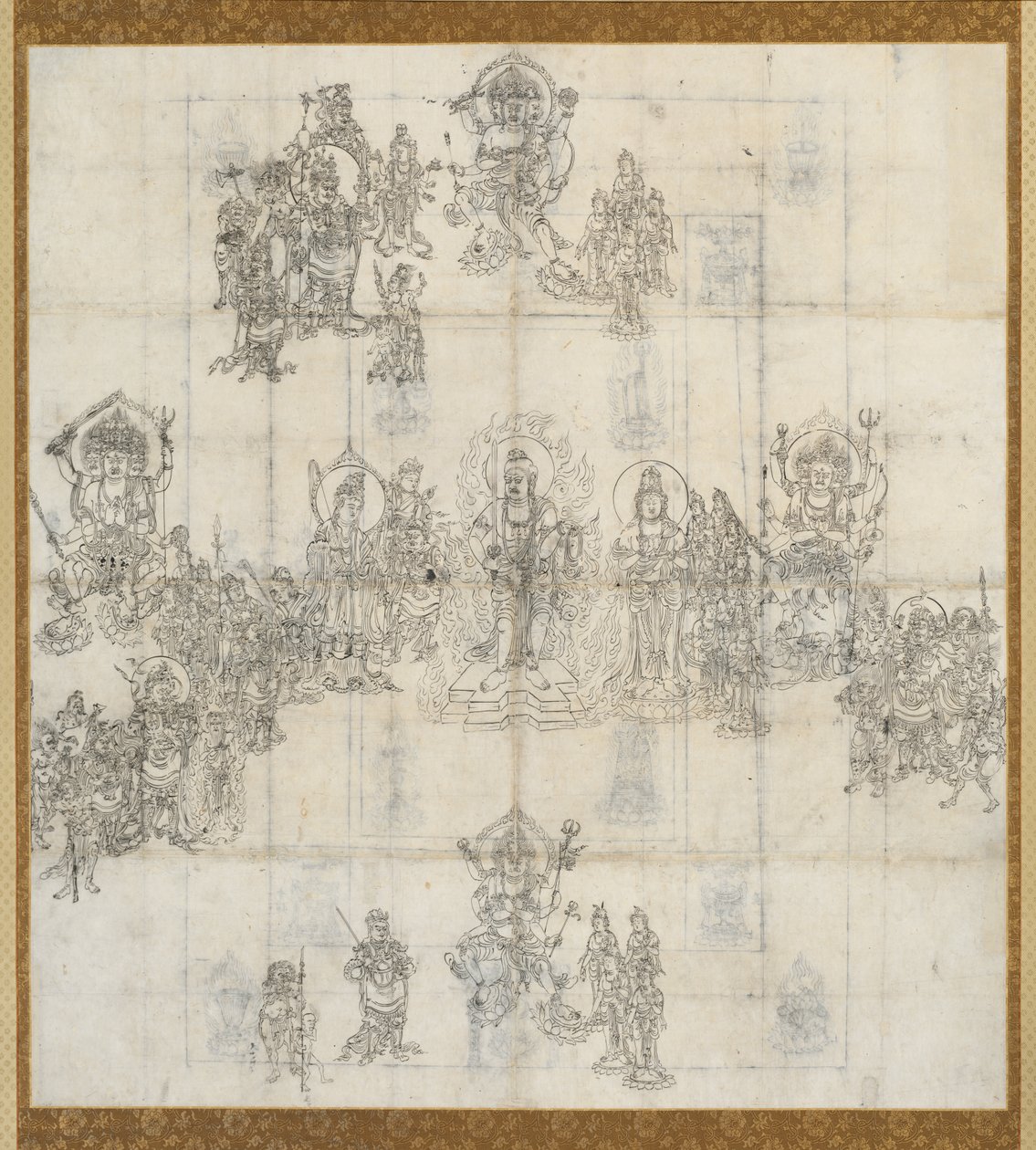 Iconographical Sketch (Zuzō) for the Benevolent Kings Sutra Mandala de Unknown artist