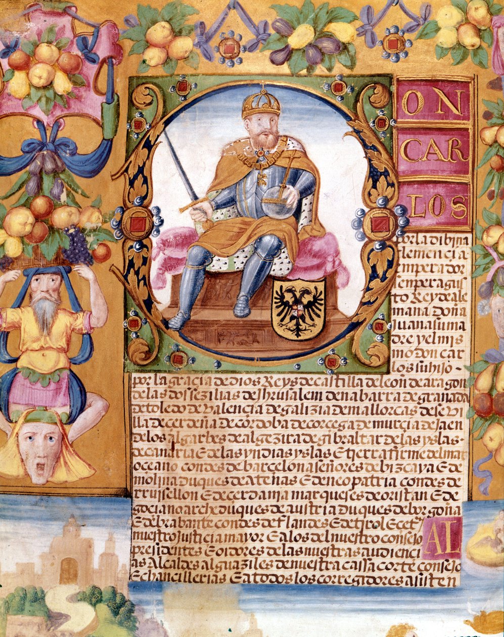 Retrato iluminado del emperador Carlos V (1500 - 1558). (detalle) de Unknown artist