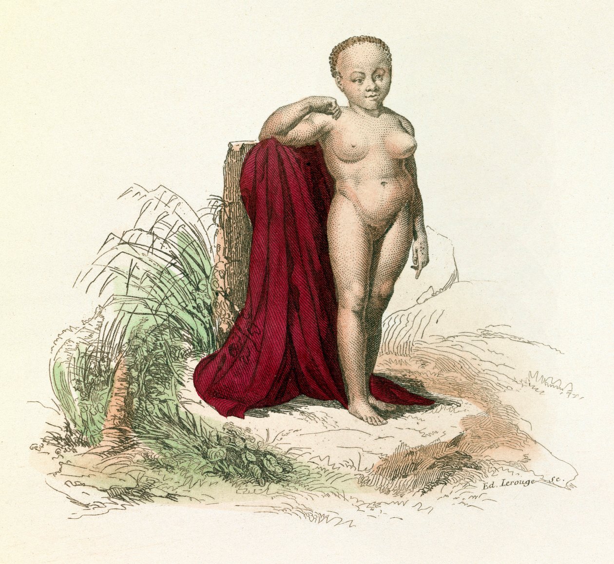 Ilustración del libro "Obras Completas de Buffon": Historia Natural del Hombre: Negresse blanc (grabado) de Unknown artist