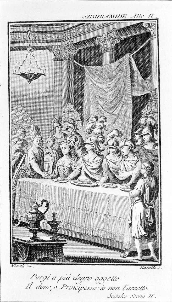 Ilustración de Sémiramis, ópera de Antonio Salieri (1750-1825). Libreto de Pierre Metastase (o Pietro Metastasio). Acto II, escena II de Unknown artist