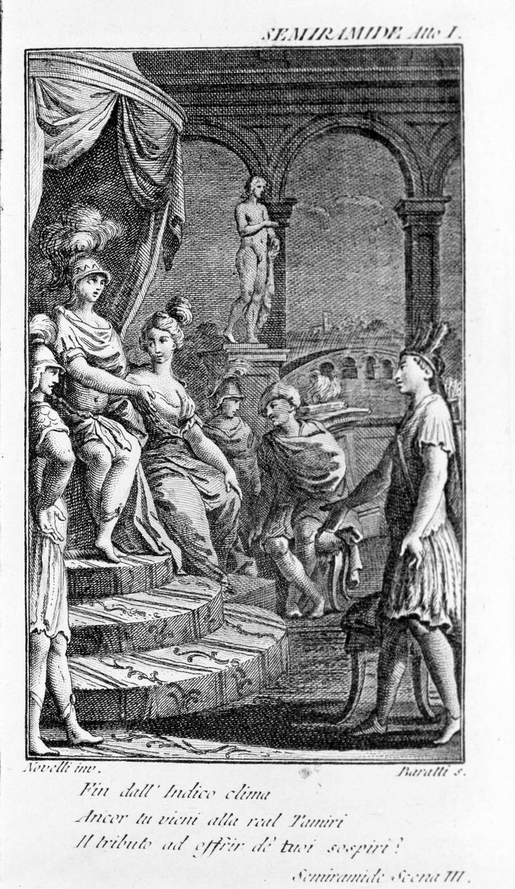 Ilustración de Sémiramis, ópera de Antonio Salieri (1750-1825). Libreto de Pierre Metastase (o Pietro Metastasio). Acto I, escena III de Unknown artist