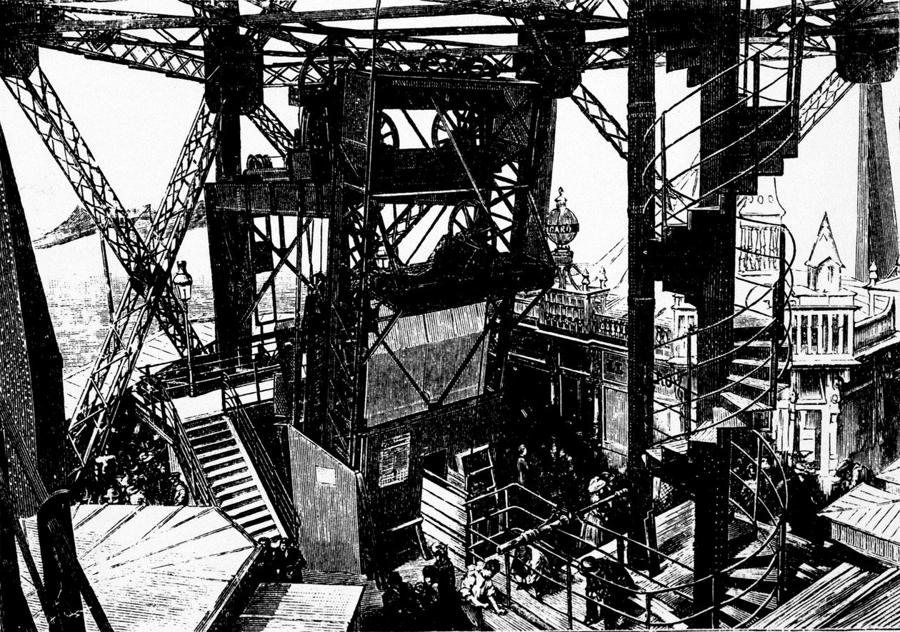 Ilustración sobre la construcción de la Torre Eiffel de Unknown artist