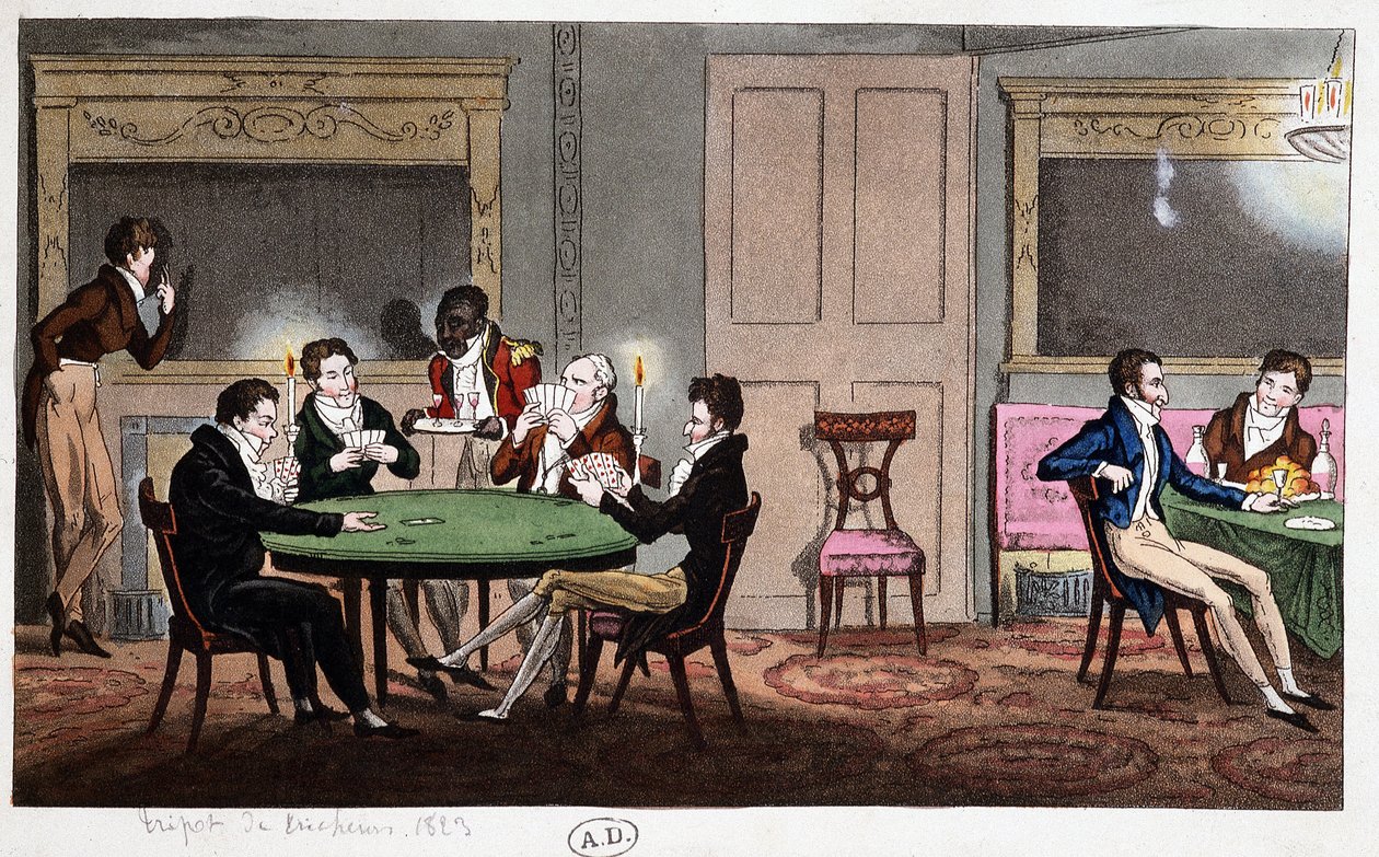 En un club inglés: “Cheating Tripot”, Inglaterra de Unknown artist