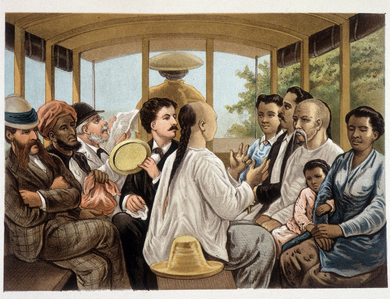 Indonesios y Occidentales en un autobús indonesio de Unknown artist