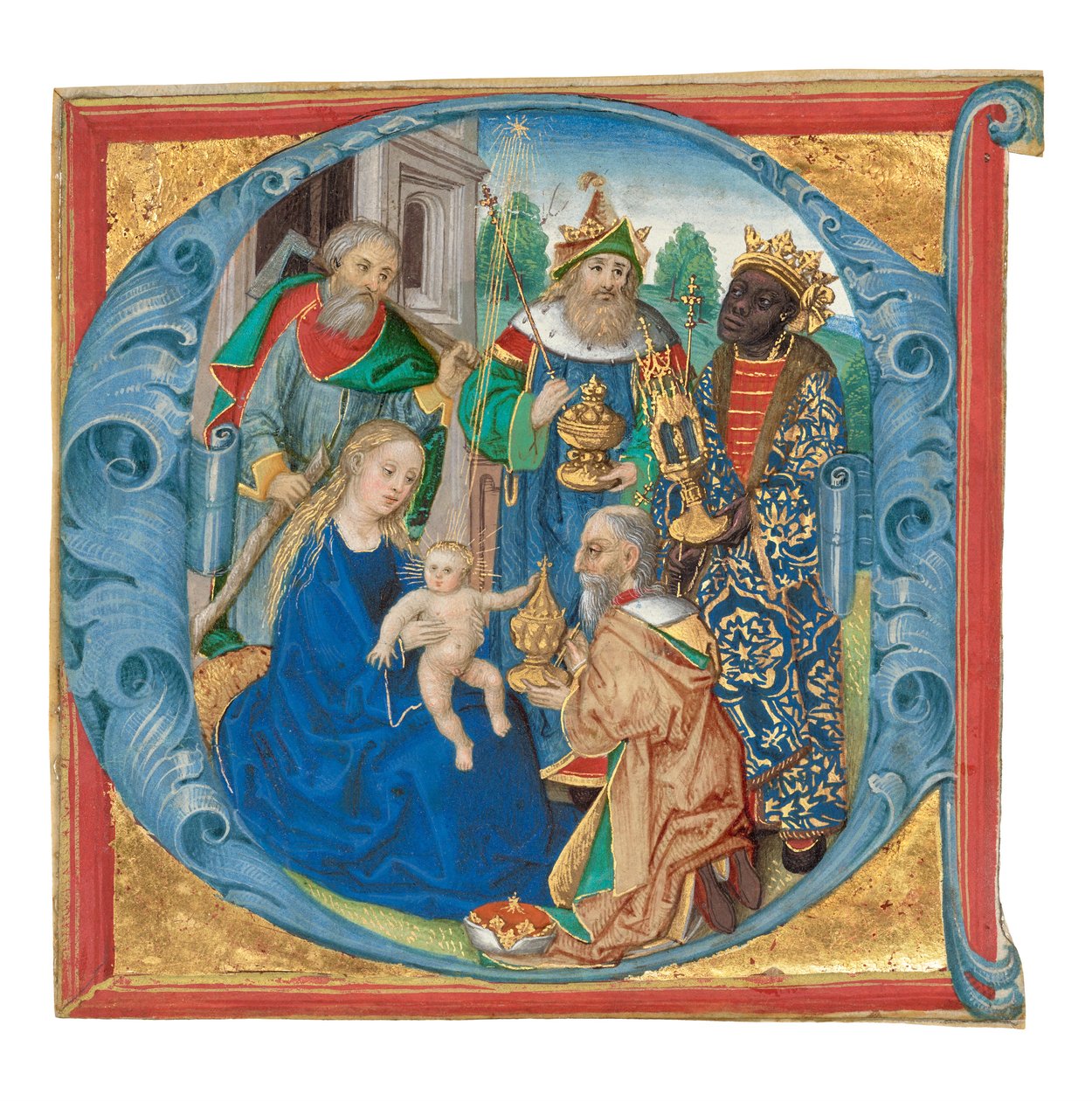 Inicial E: La adoración de los Reyes Magos de Unknown artist