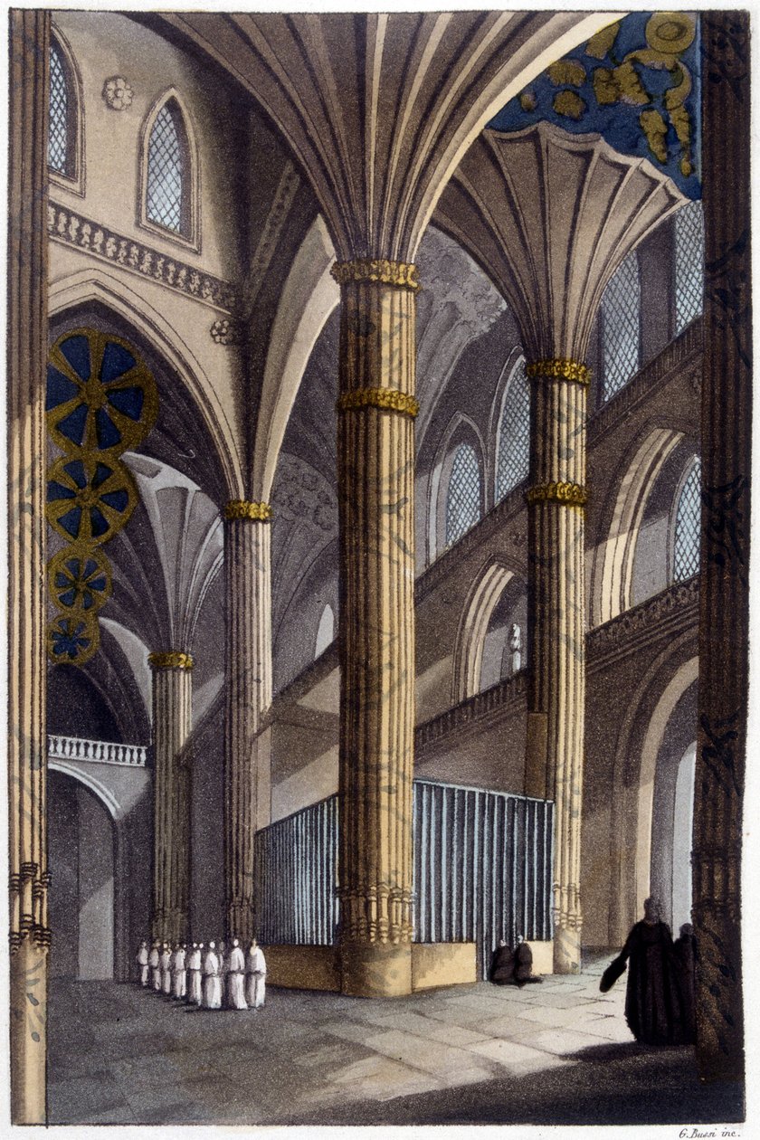 Interior de la Catedral de Salamanca. Litografía del siglo XIX de Unknown artist