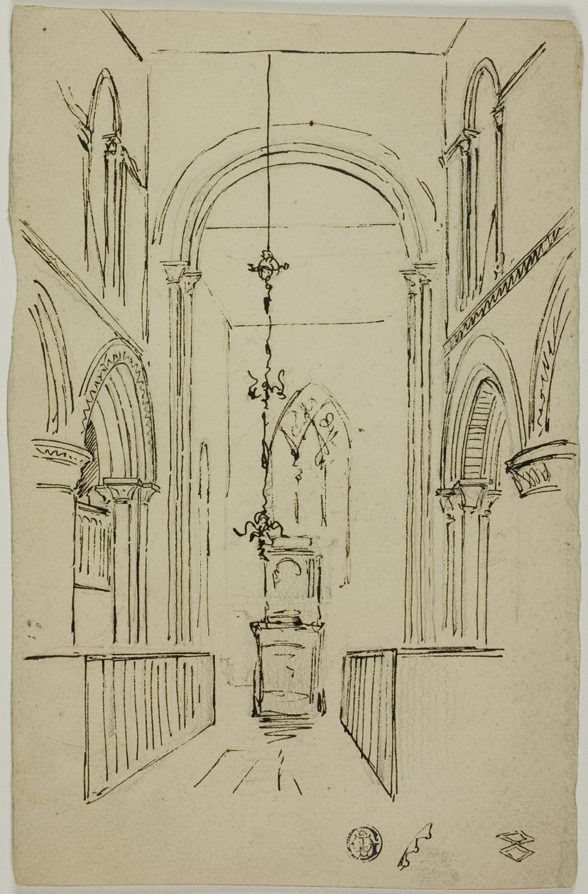Interior de una Catedral de Unknown artist