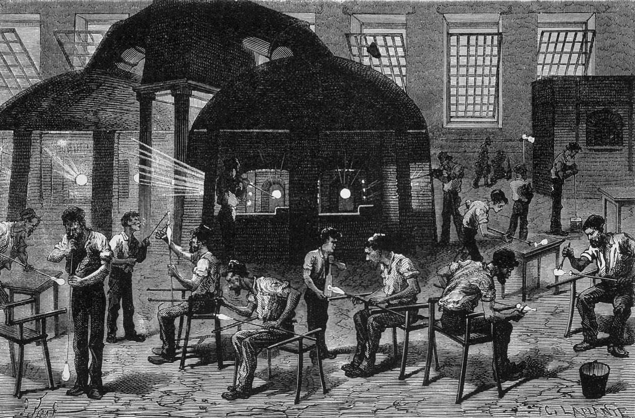 Interior de una cristalería, grabado siglo XIX de Unknown artist