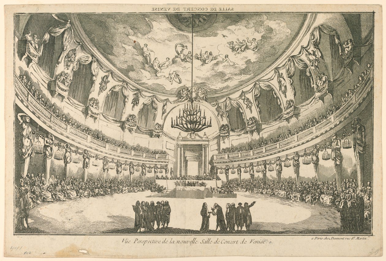 Interior del nuevo salón de conciertos, Venecia de Unknown artist