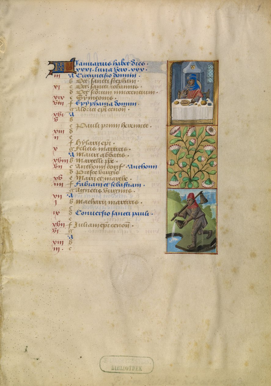 Página del calendario de enero; Festines; Acuario de Unknown artist