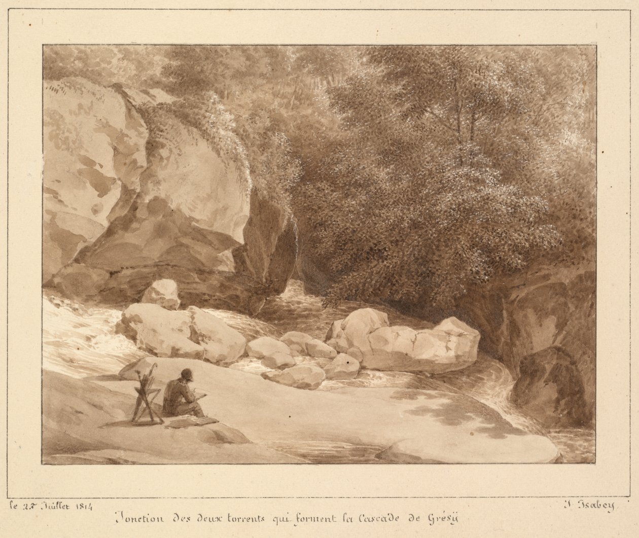 Unión de los dos torrentes que forman la Cascada de Grésy de Unknown artist