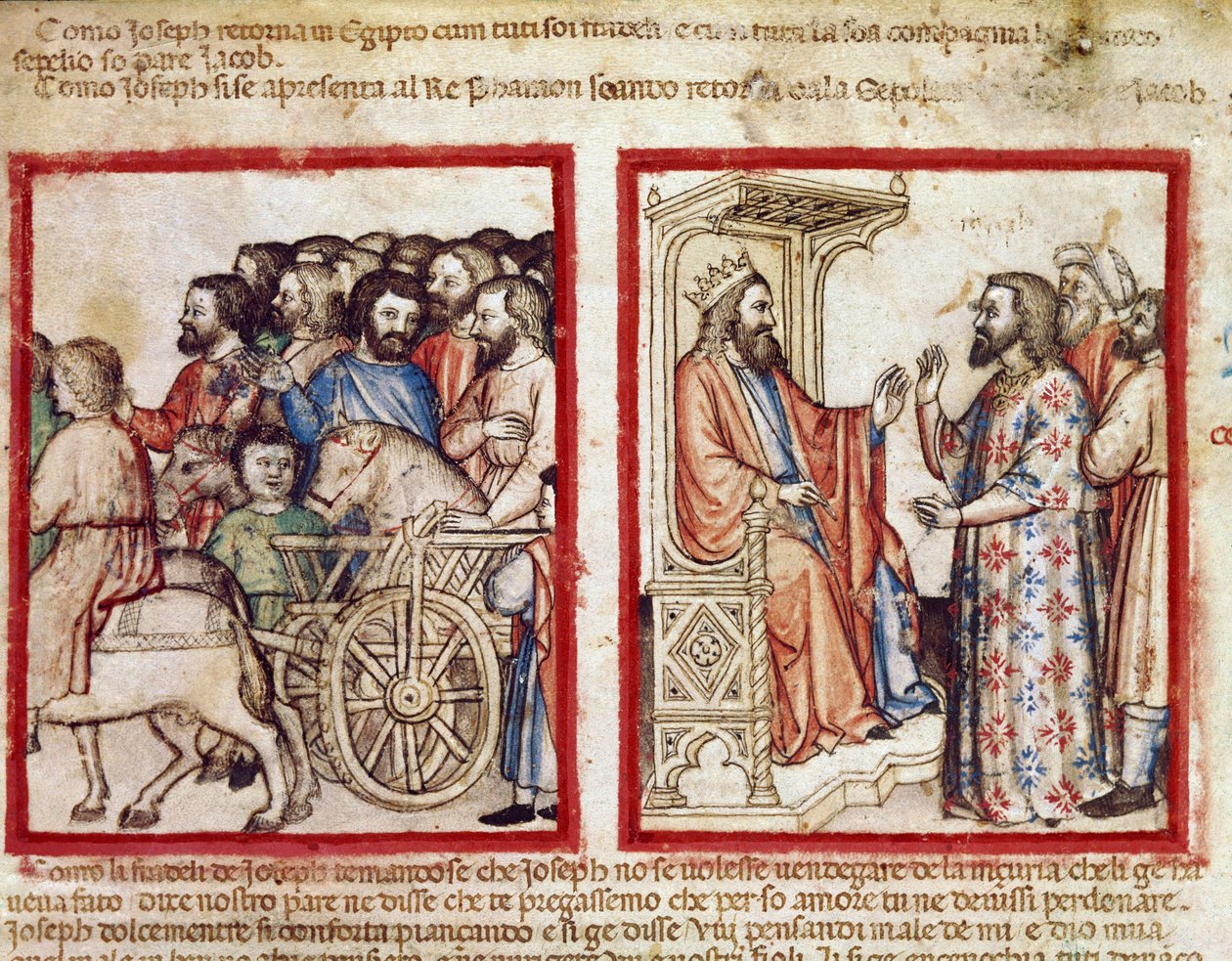 José a la izquierda en el funeral de su padre (miniatura del códice 212) de Unknown artist