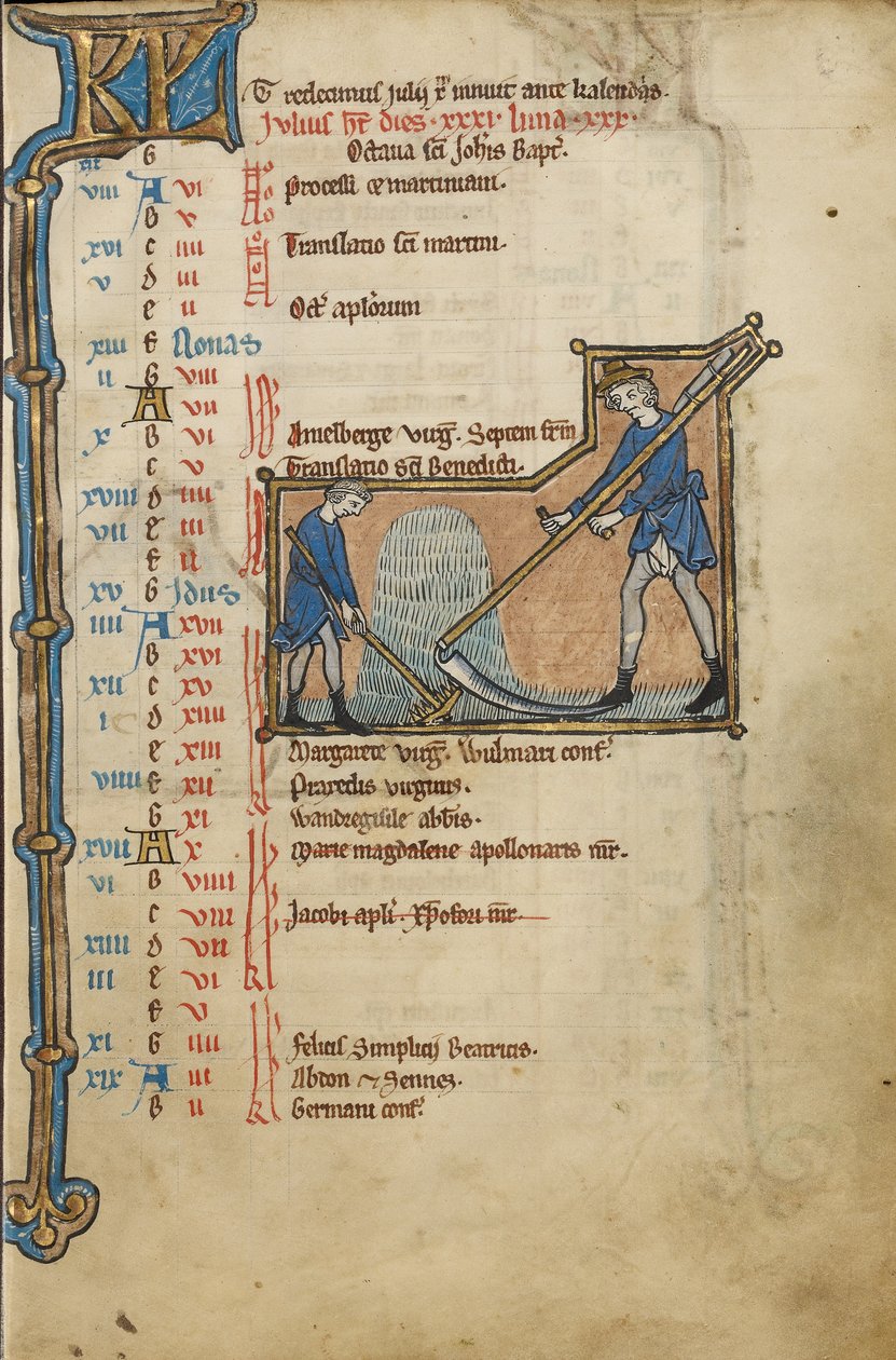 Página del calendario de julio; Siega de Unknown artist