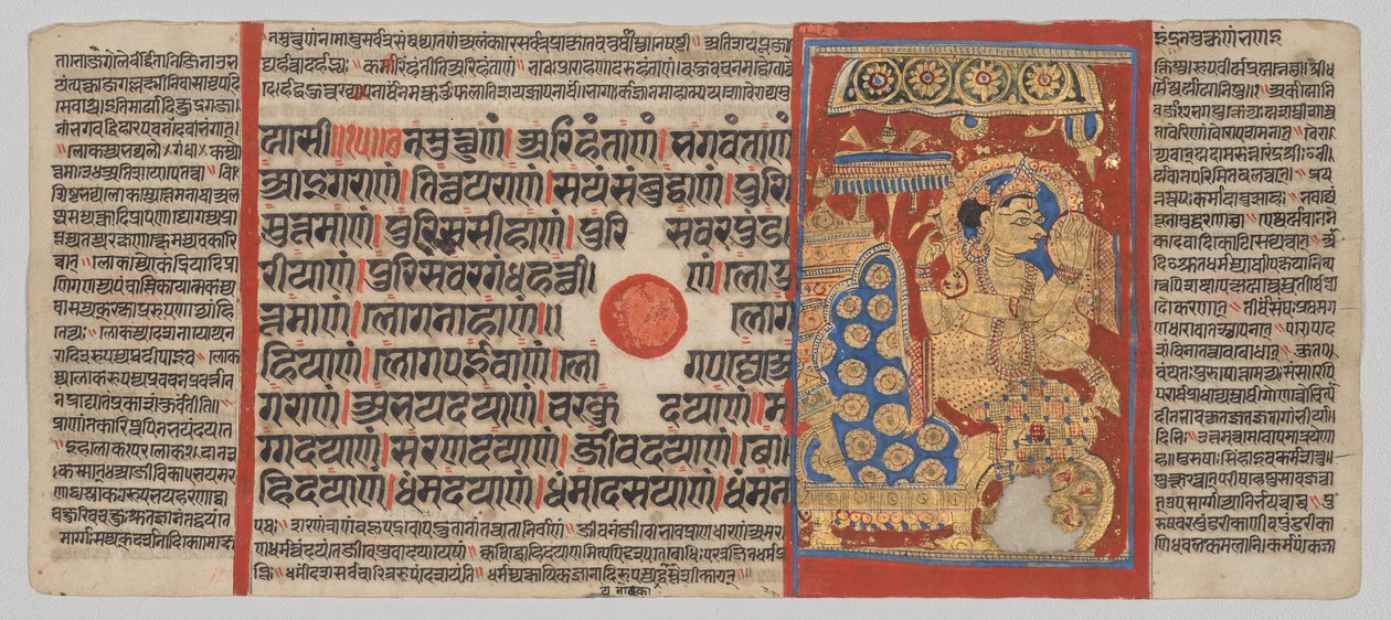 Manuscrito Kalpa-sutra con 24 miniaturas: Sakra reverenciando el embrión de Mahavira de Unknown artist