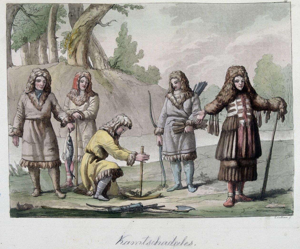 Pueblo de Kamtschadales en Siberia. En “El traje antiguo y moderno” 1819-1820, por Ferrario. de Unknown artist