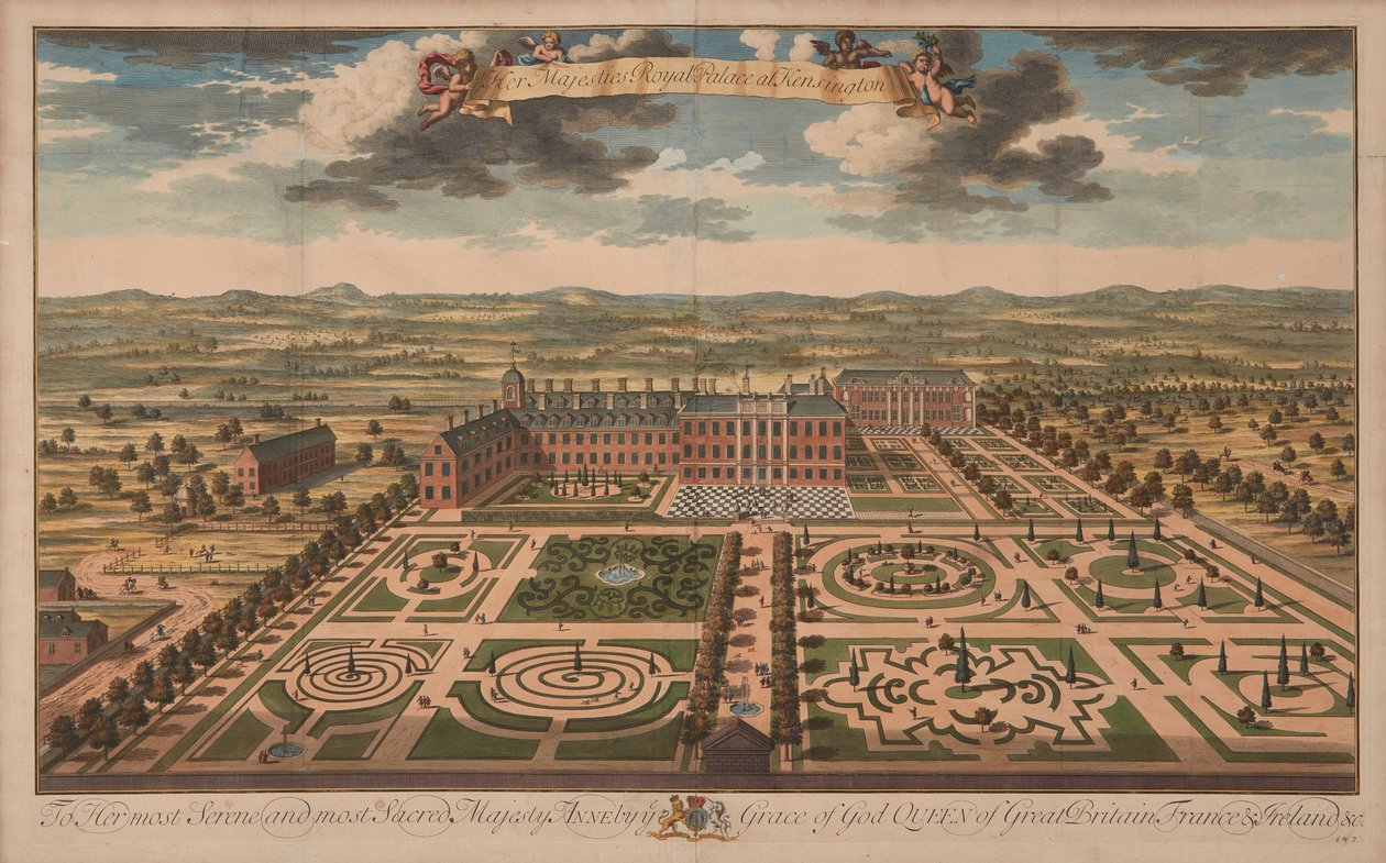 Palacio de Kensington, c.1707-14 (impresión) de Unknown artist