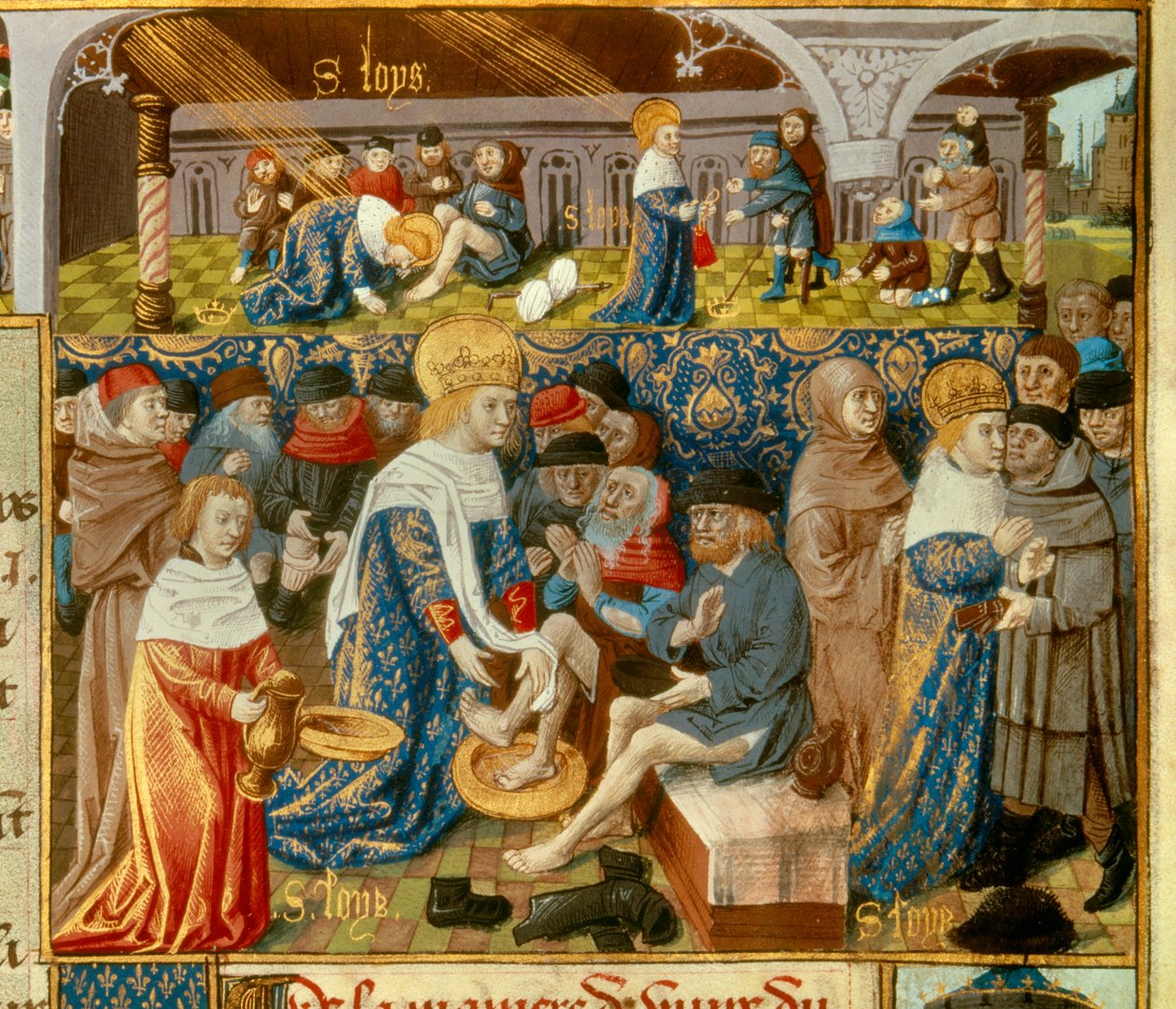 El rey Luis IX (San Luis) lavando los pies de los pobres de Unknown artist