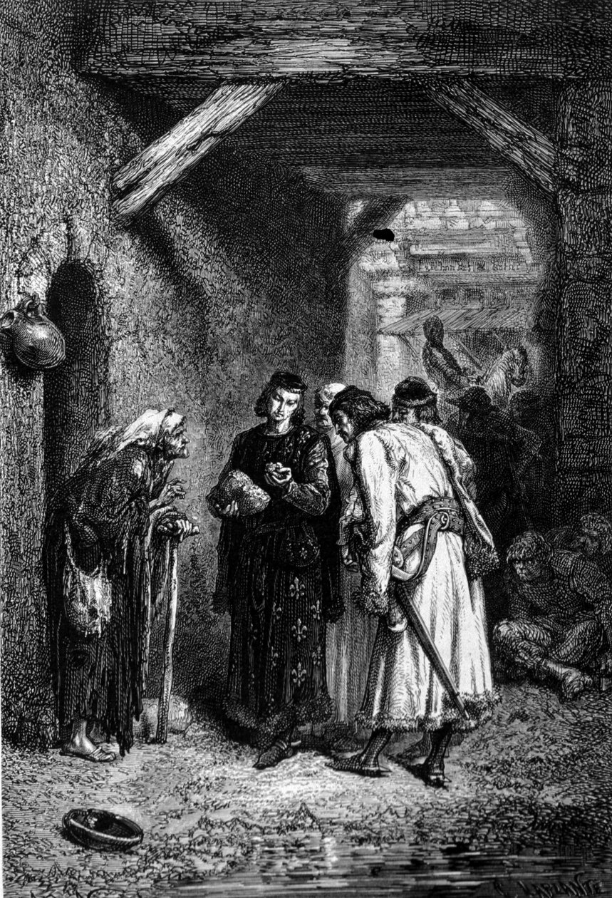 El rey Luis IX o San Luis (1214 - 1270) examina el pan de los pobres y encuentra que está seco. de Unknown artist