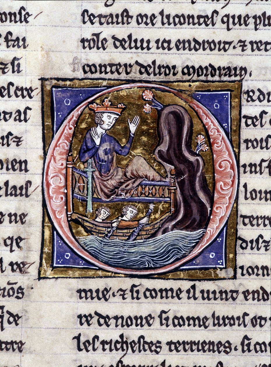 Rey Modreius. Manuscrito: Conquista del Santo Grial, escrito 717 años después de la pasión de nuestro señor. Biblioteca municipal de Rennes, ms. 255 (Colección de novelas de la Mesa Redonda); París de Unknown artist