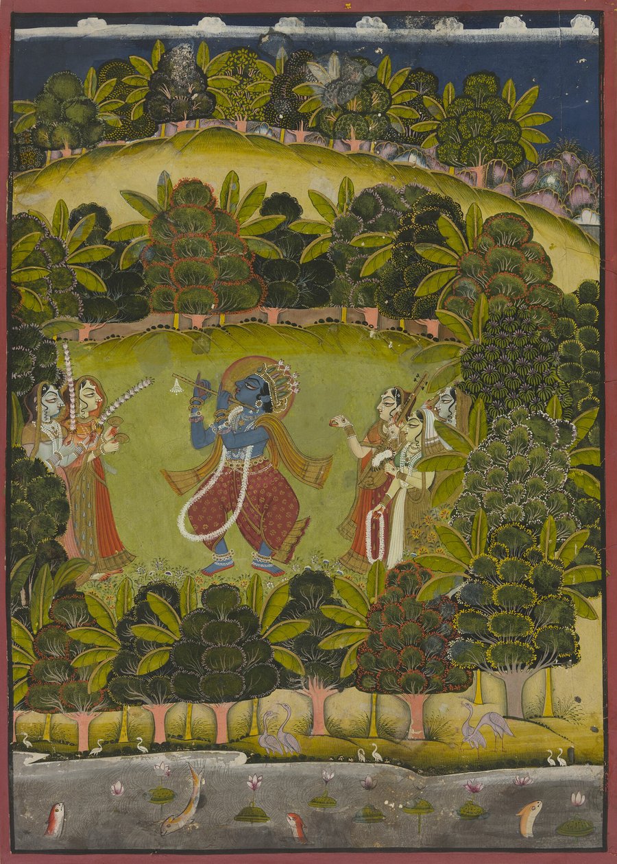 Krishna flauta para las Gopis de Unknown artist