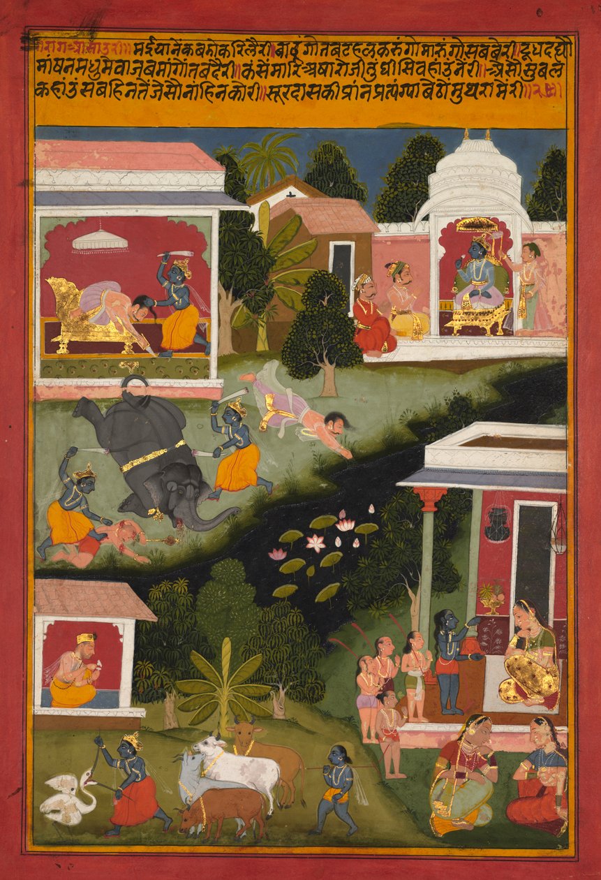 Krishna as the Destroyer of Demons, from a Sursagar of Surdas de Unknown artist