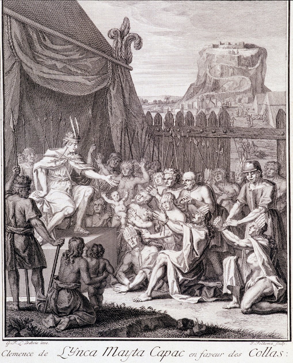 El Inca Mayta Capac en favor de los Collas - en “Viaje histórico de América del Sur hecho por orden del rey de España” por Don Georges Juan y Don Antoine de Ulloa, T.II, ed. Jombert, Librería del Rey, París de Unknown artist