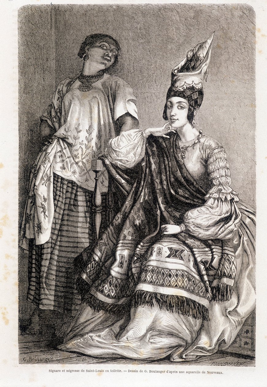 Dama y negra de Saint Louis en toilette - en "Le Tour du Monde" de Unknown artist