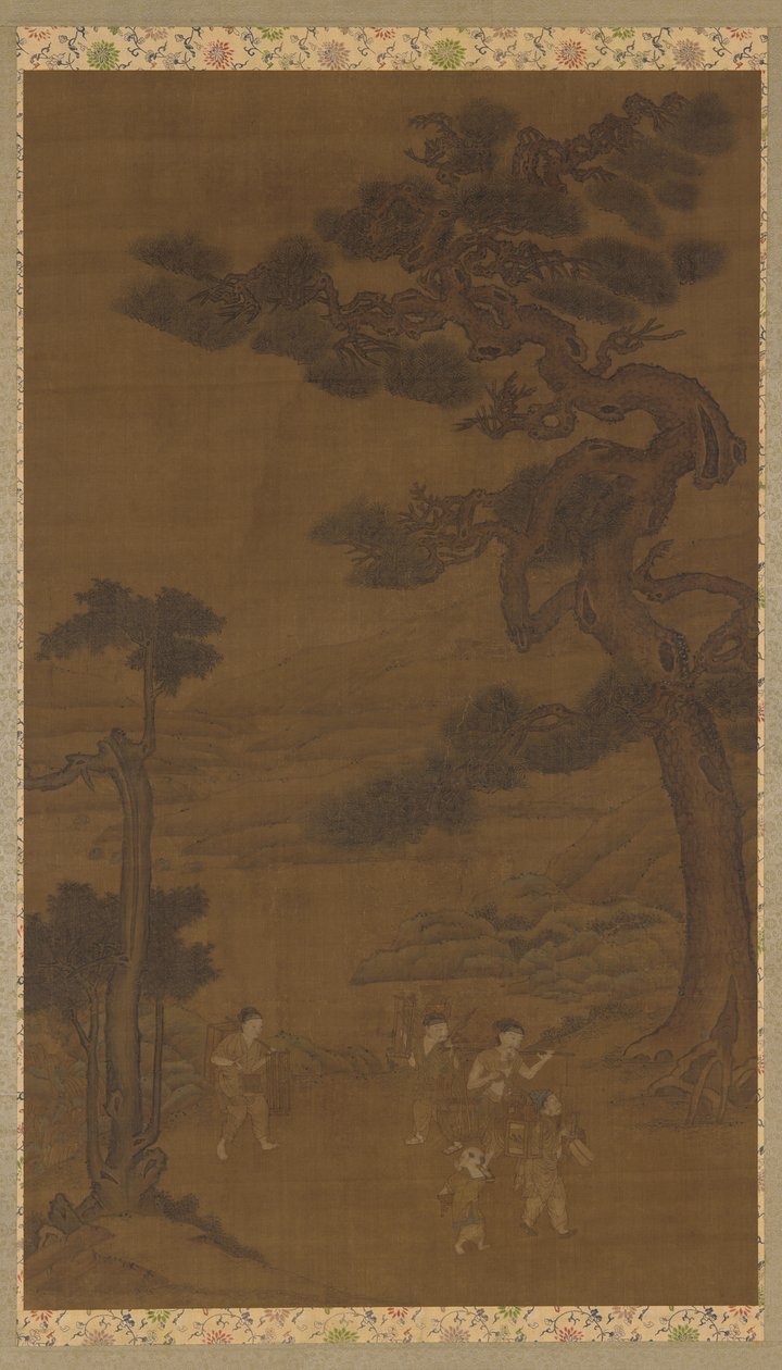 Paisaje: artesanos bajo un gran pino de Unknown artist