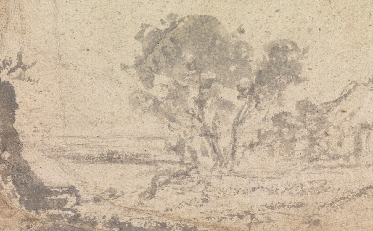 Bosquejo de paisaje con un árbol de Unknown artist