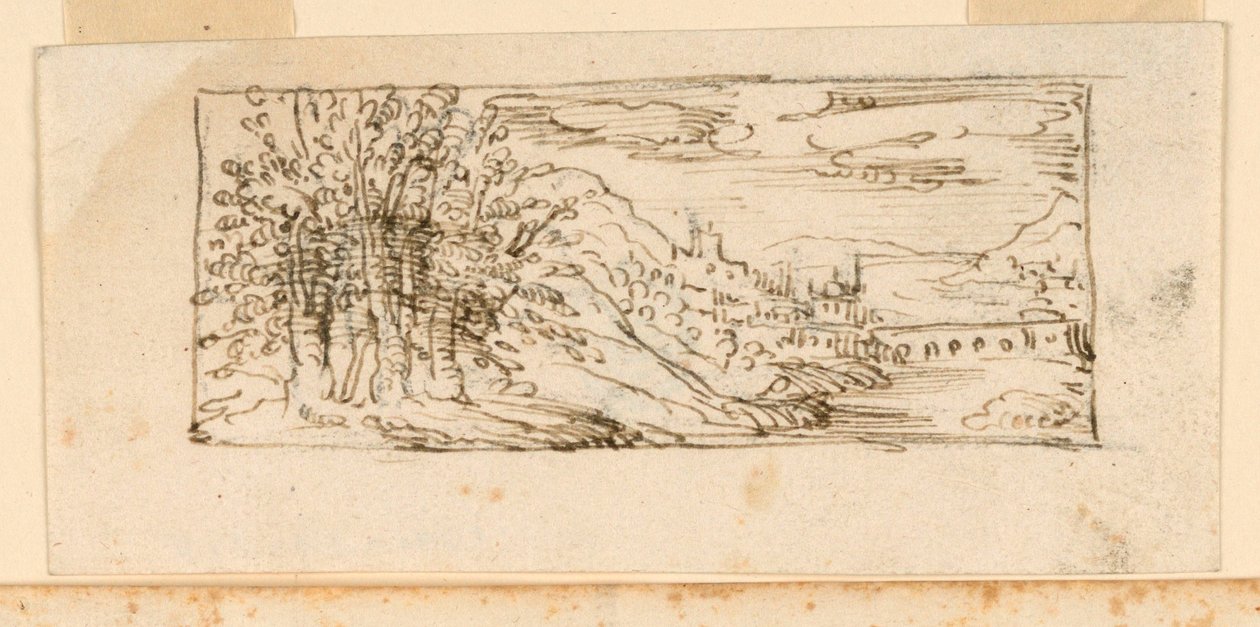 Paisaje con puente de Unknown artist