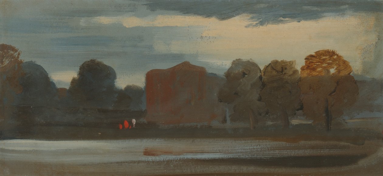 Paisaje con lago de Unknown artist