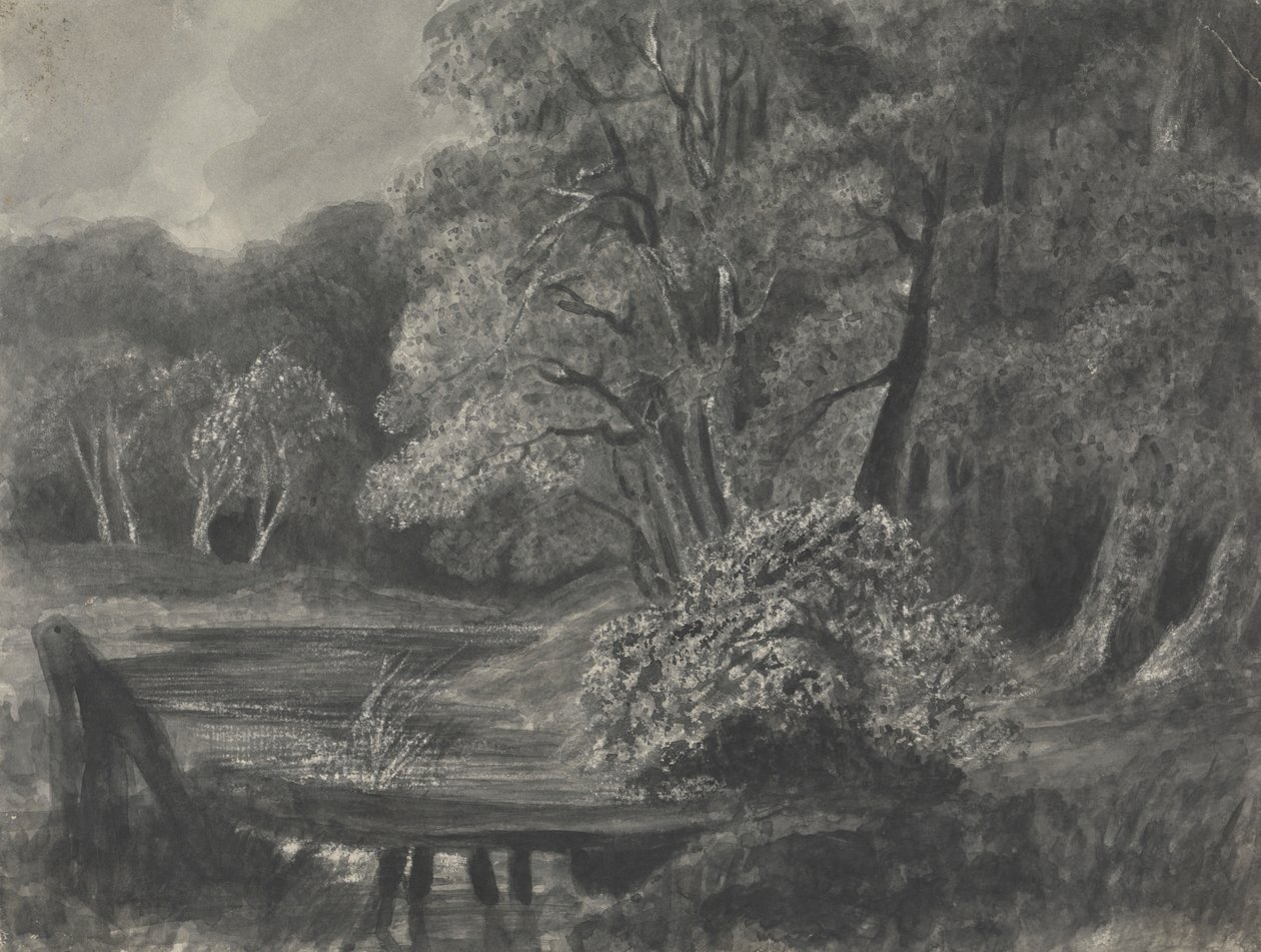 Paisaje con estanque de Unknown artist