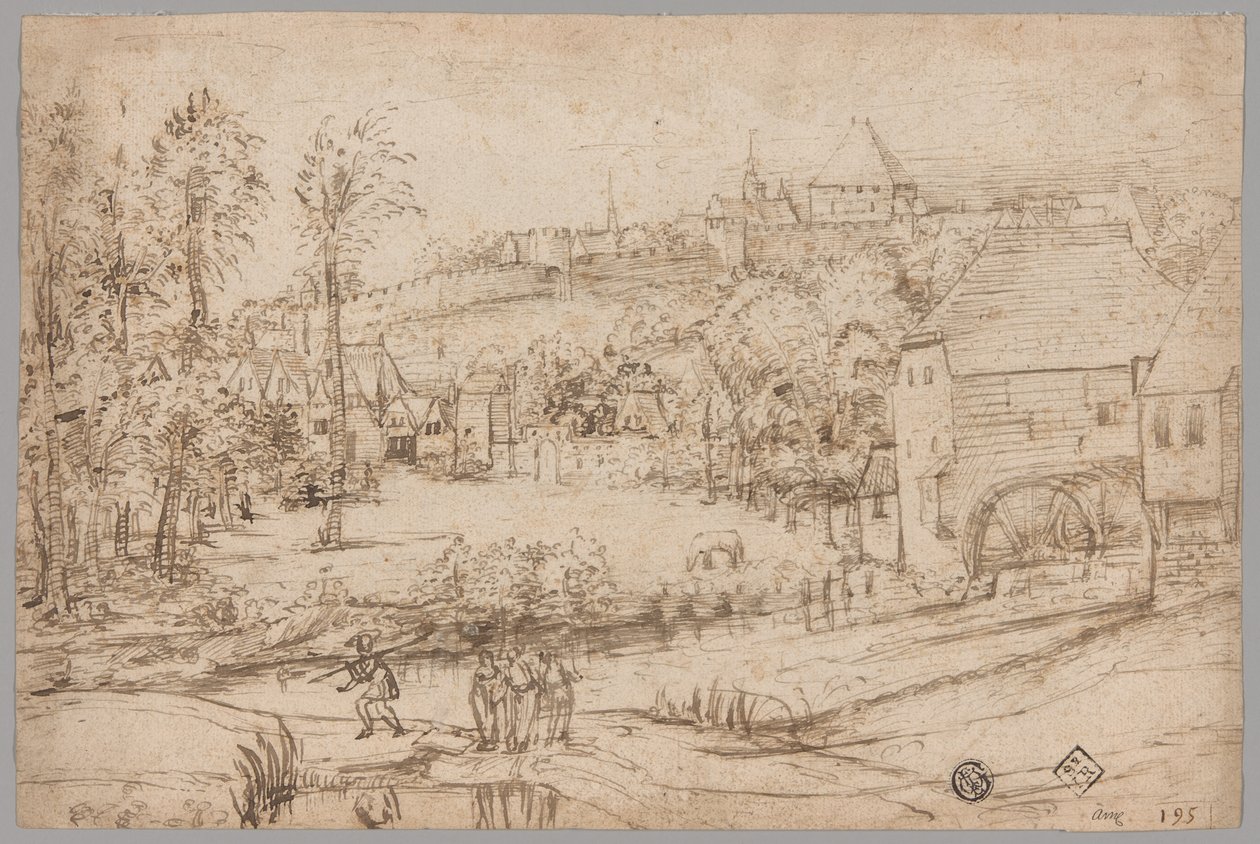 Paisaje con Río y Molino de Unknown artist