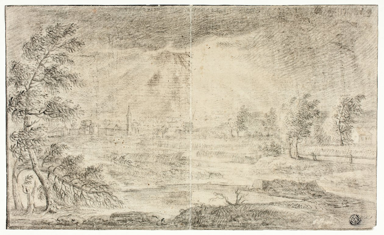Paisaje con Pueblo de Unknown artist