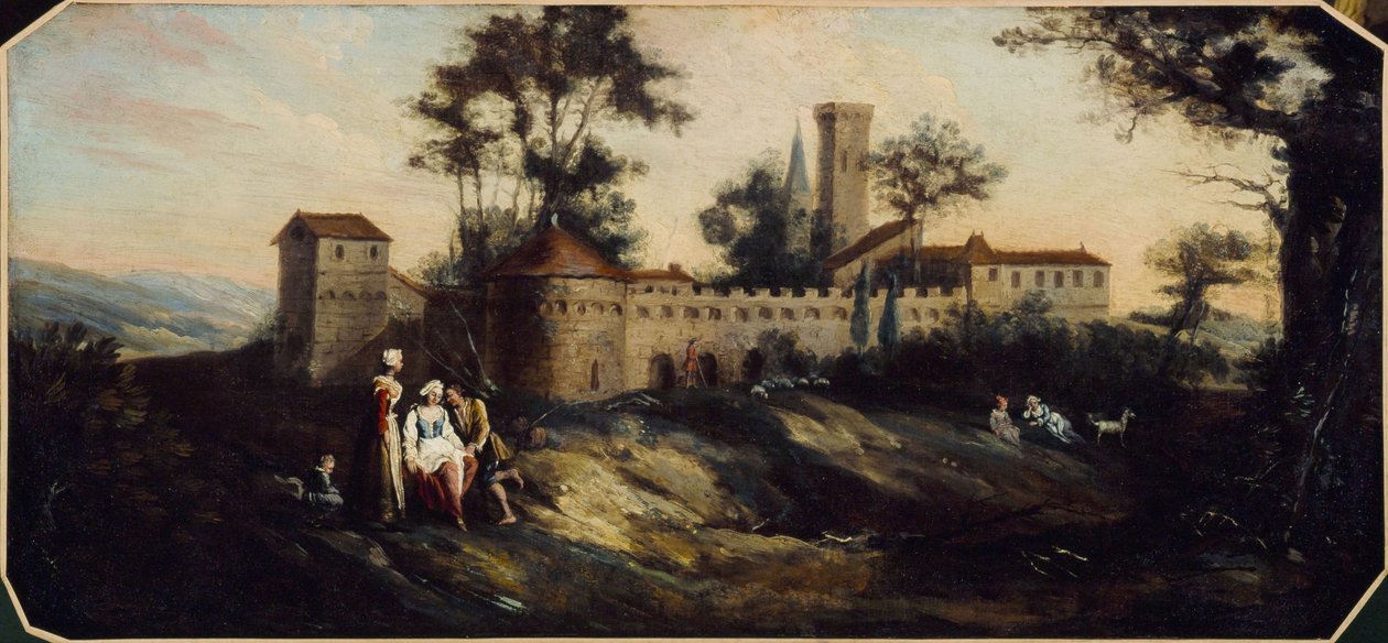 Paisaje con castillo fortificado. Entre 1701 y 1800 (óleo) de Unknown artist