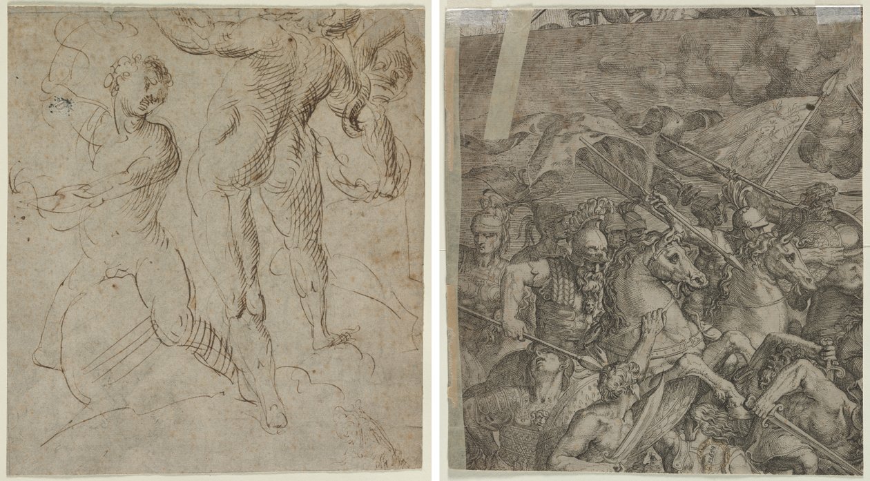 Laocoonte (recto); Batalla del Puente Milvio (fragmento) (verso) de Unknown artist